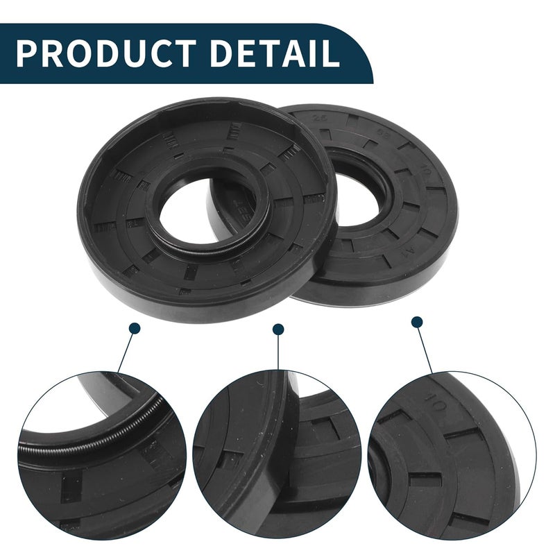 TUCKBOLD Universal Oil Seal TC Double Lip W Steel Spring Seal Ring Rotary Shaft Seal 25x62x10mm High Pressure NBR Rubber Black 5 Pcs - Image 5